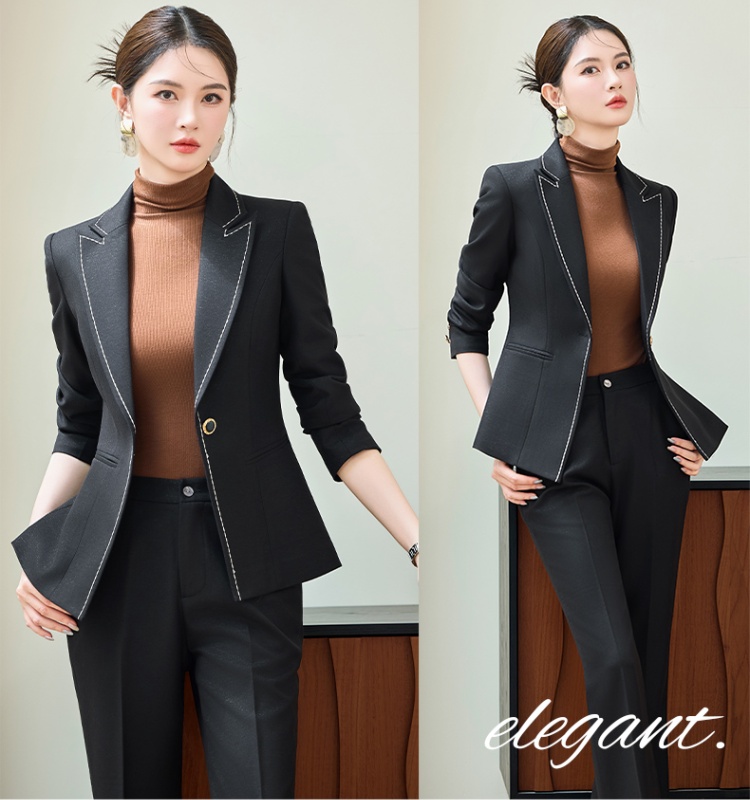 A buckle wedding suit pants overalls coat 2pcs set for women