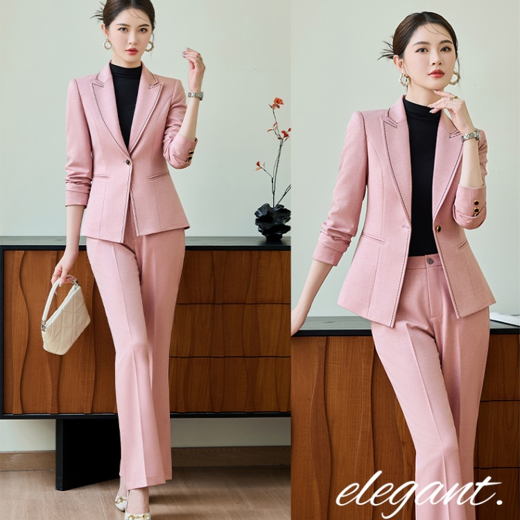 A buckle wedding suit pants overalls coat 2pcs set for women