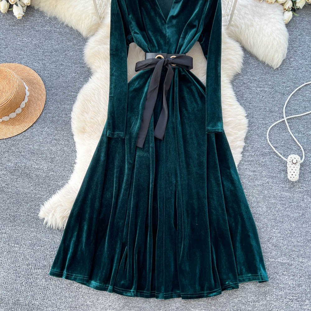 Bandage slim dress ladies long dress for women