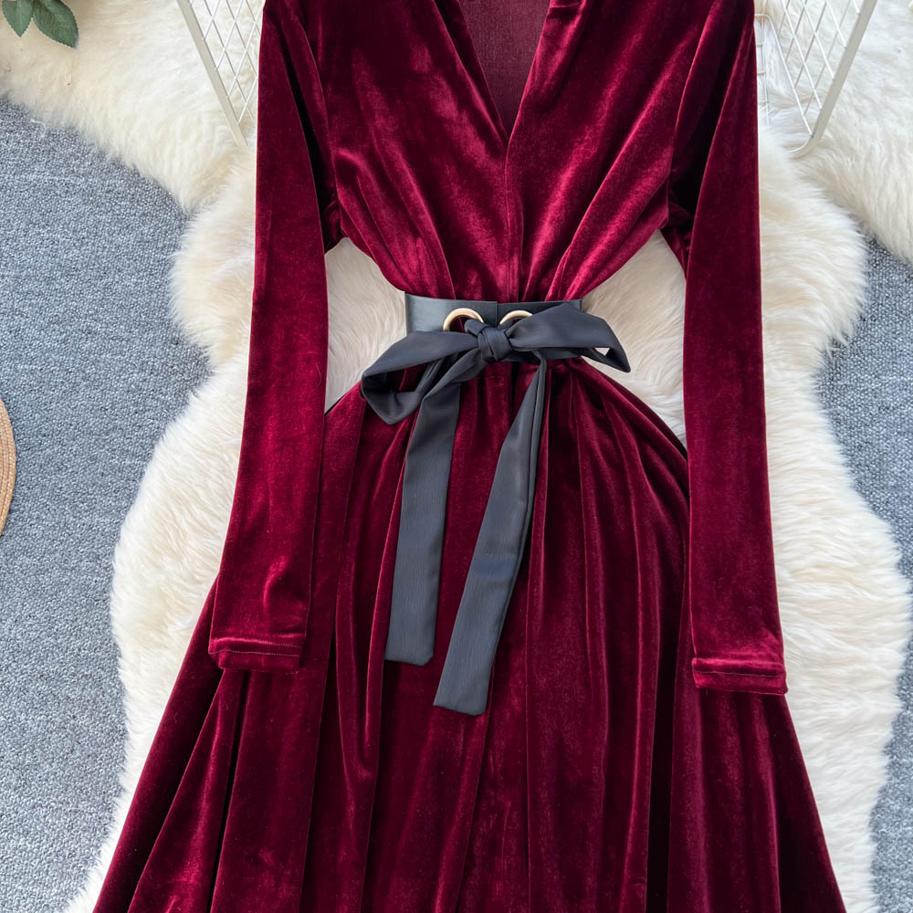 Bandage slim dress ladies long dress for women