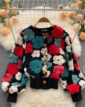 Temperament slim tops France style flowers cardigan