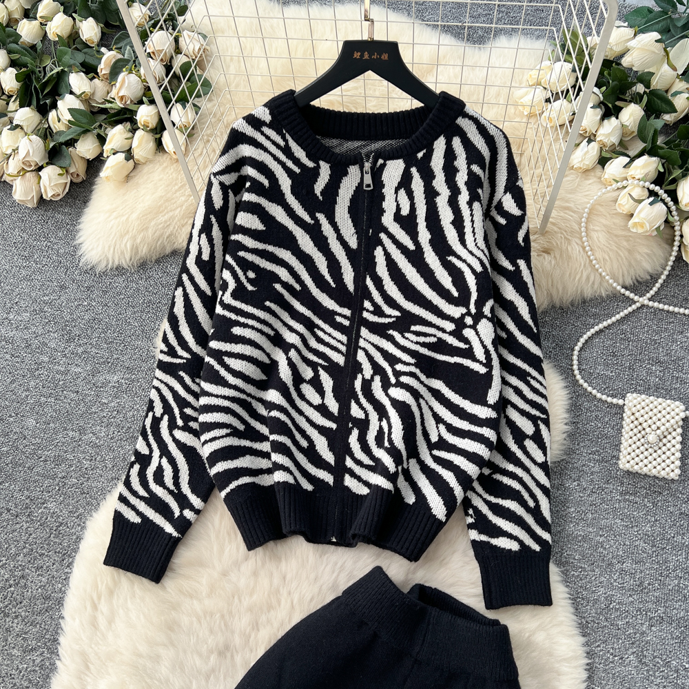 Fashion wide leg pants printing tops a set for women