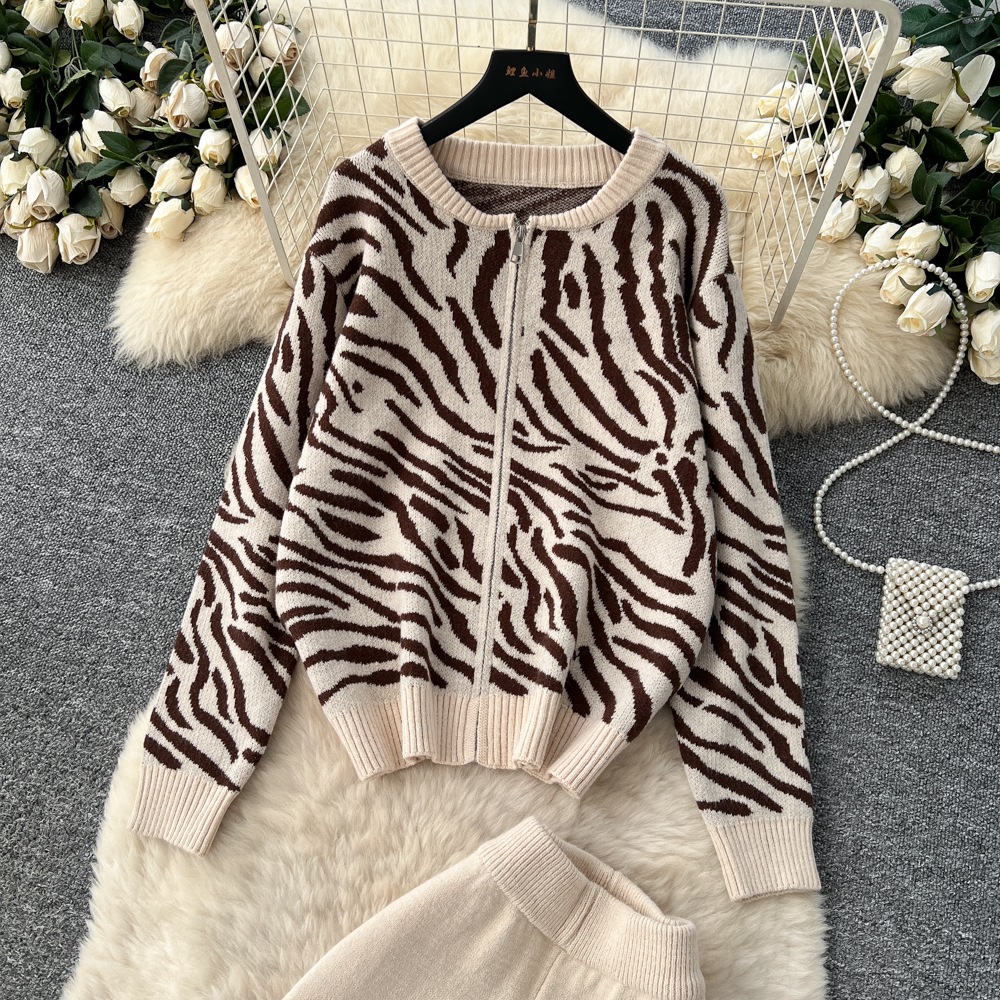 Fashion wide leg pants printing tops a set for women