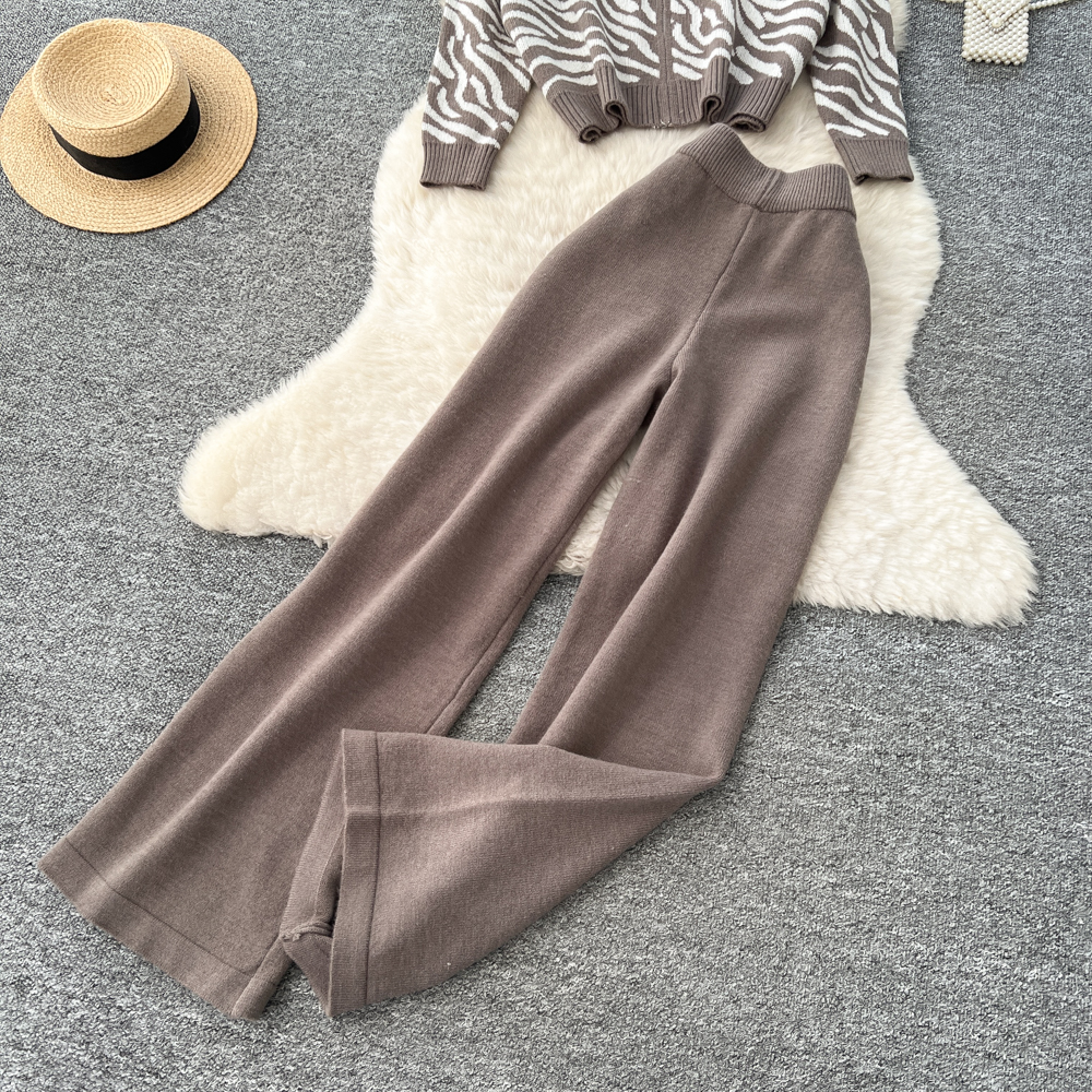 Fashion wide leg pants printing tops a set for women
