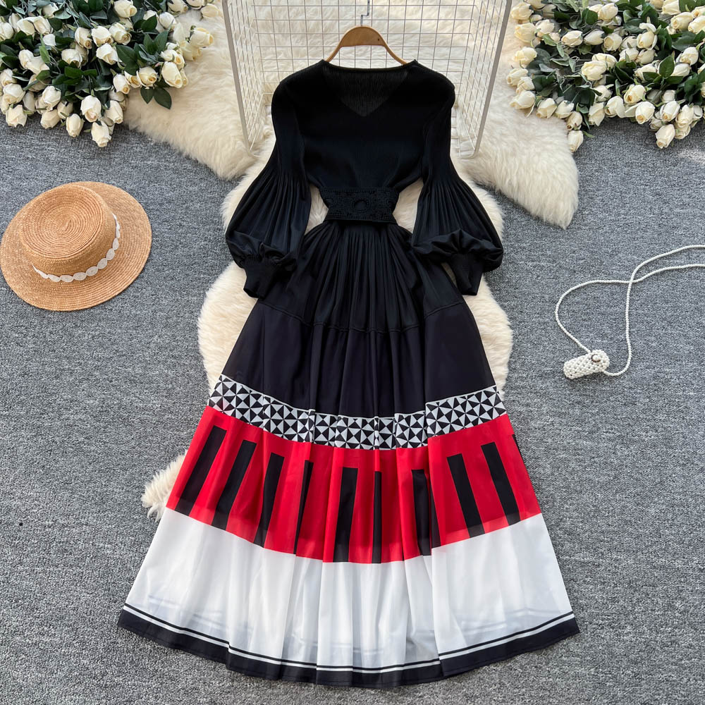 Printing dress bandage long dress for women