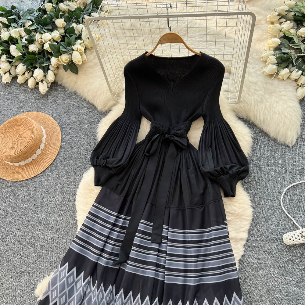 Printing dress bandage long dress for women