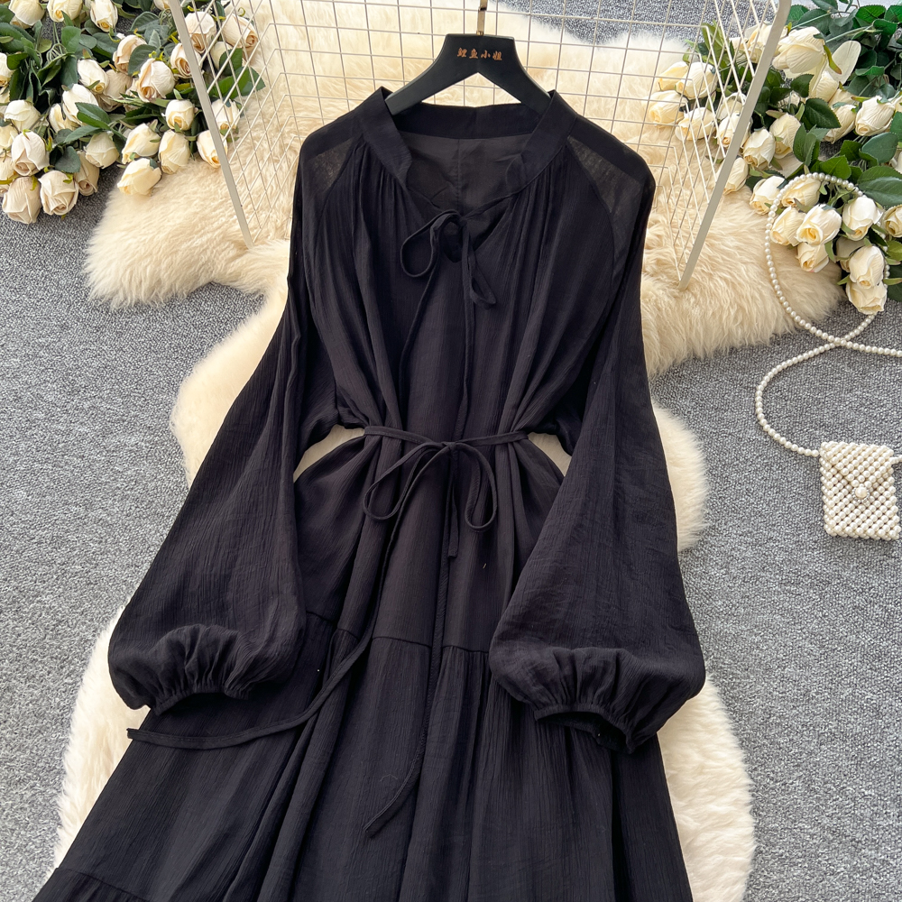 Autumn and winter embroidery frenum dress tender hollow long dress