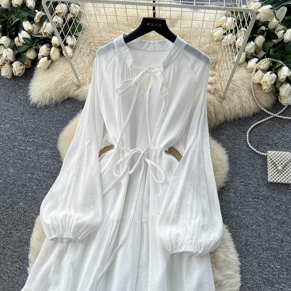 Autumn and winter embroidery frenum dress tender hollow long dress
