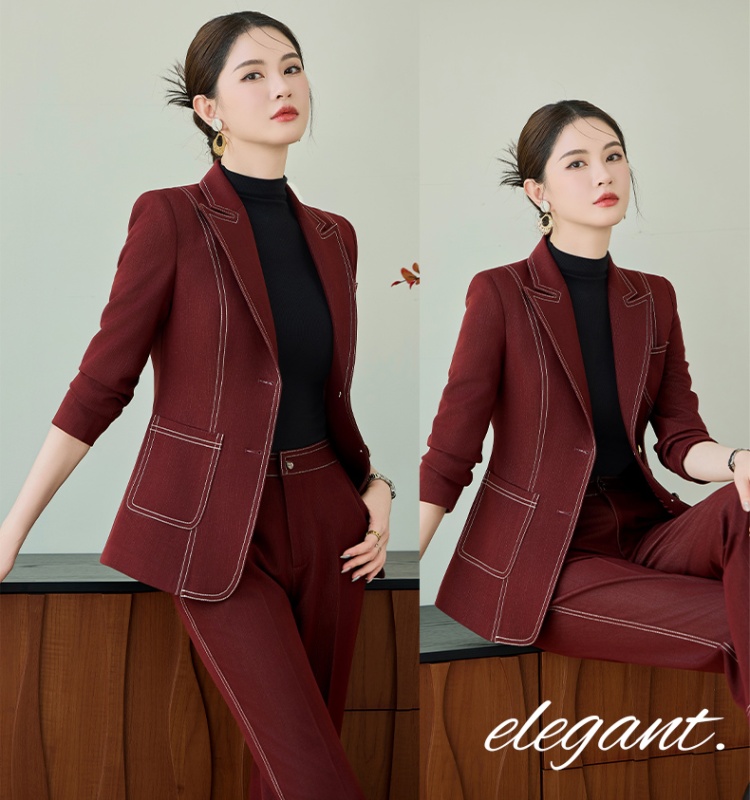 Slim a buckle coat commuting profession business suit 2pcs set