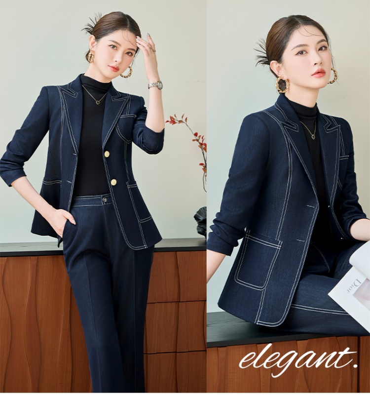 Slim a buckle coat commuting profession business suit 2pcs set