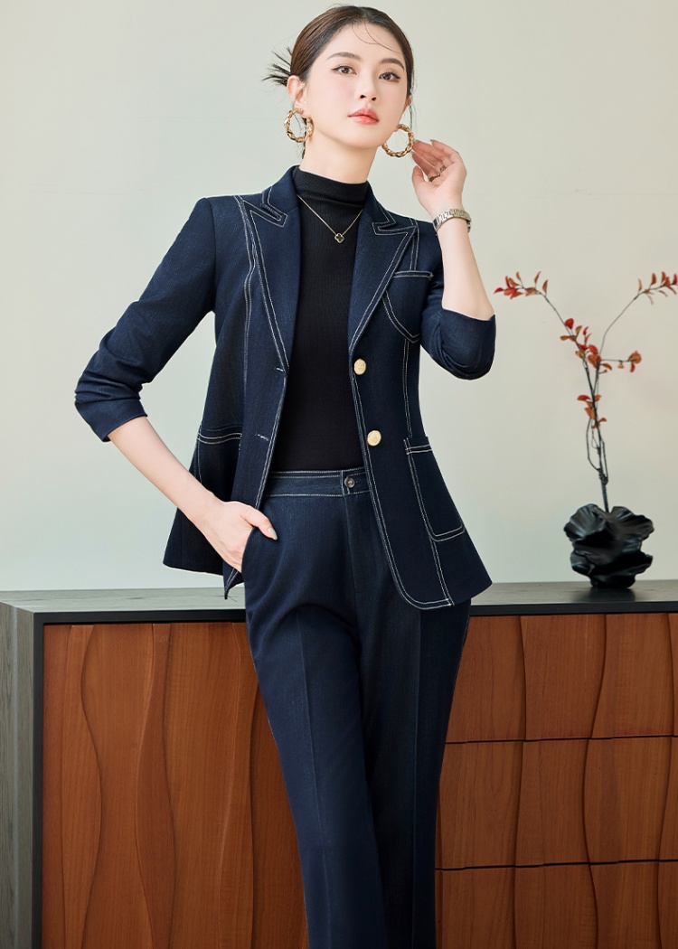 Slim a buckle coat commuting profession business suit 2pcs set