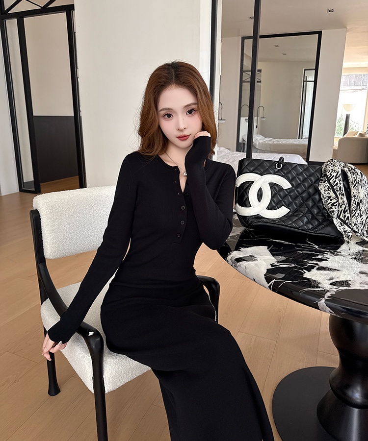 Autumn long sleeve long dress package hip dress