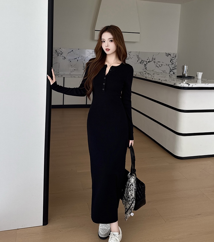 Autumn long sleeve long dress package hip dress