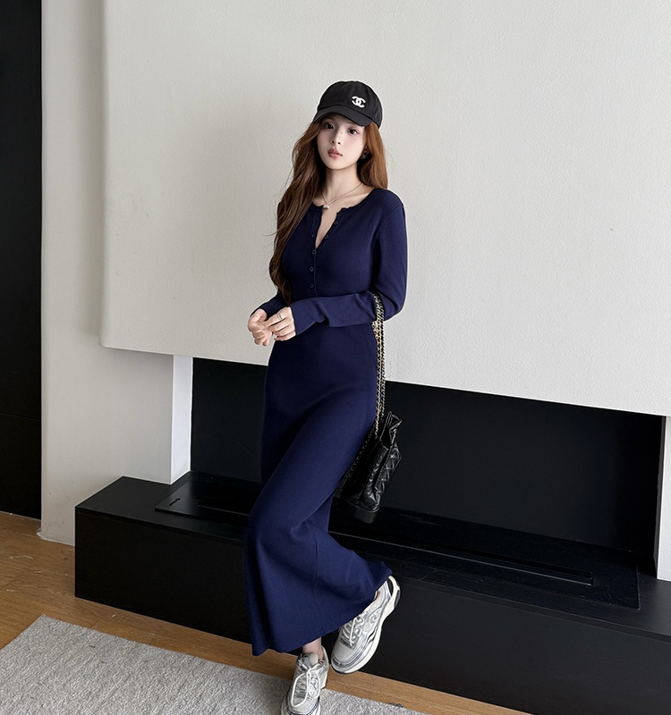 Autumn long sleeve long dress package hip dress