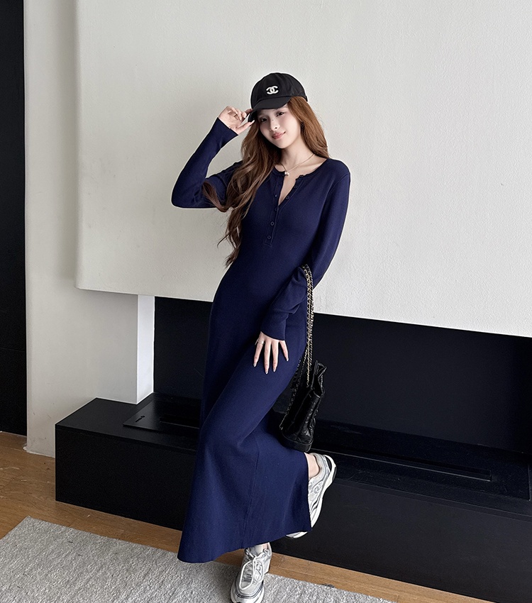 Autumn long sleeve long dress package hip dress