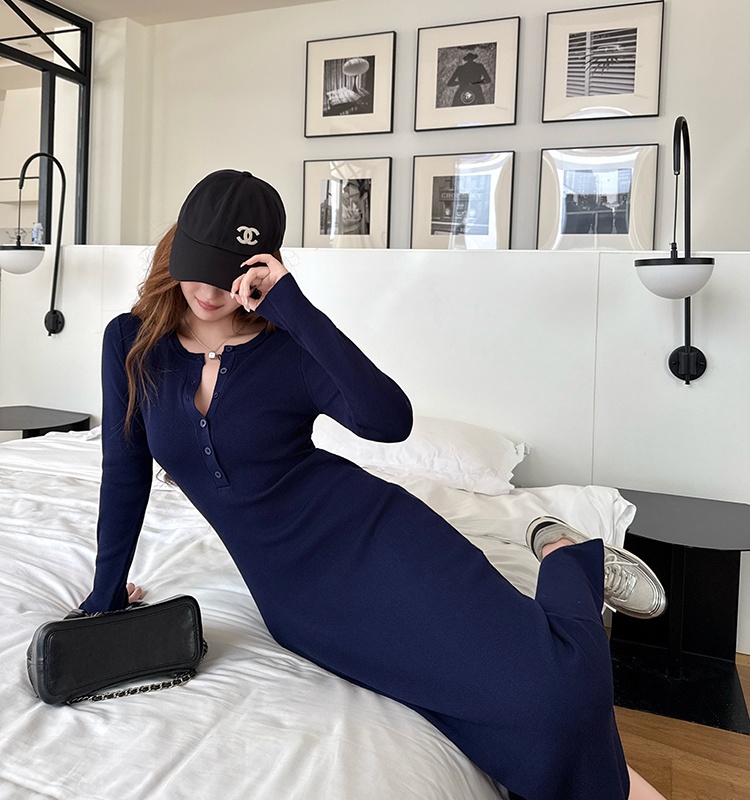 Autumn long sleeve long dress package hip dress