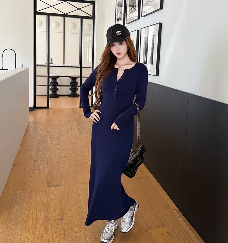 Autumn long sleeve long dress package hip dress