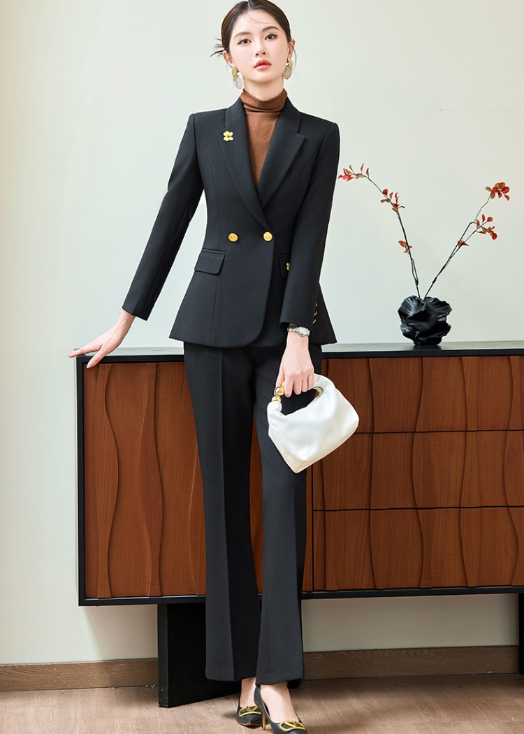 Profession a buckle suit pants commuting coat 2pcs set