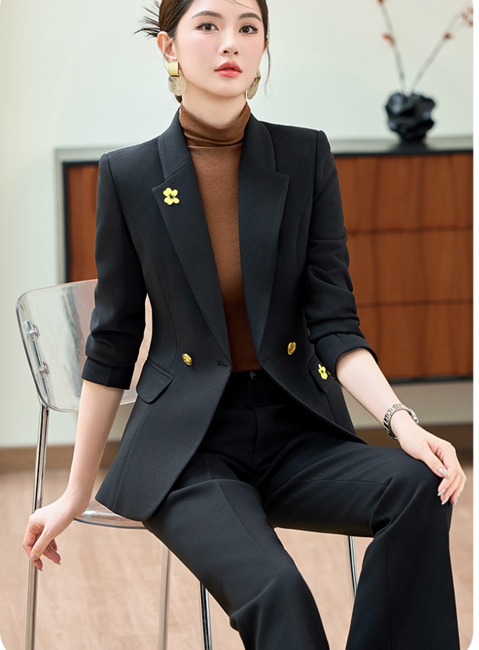 Profession a buckle suit pants commuting coat 2pcs set