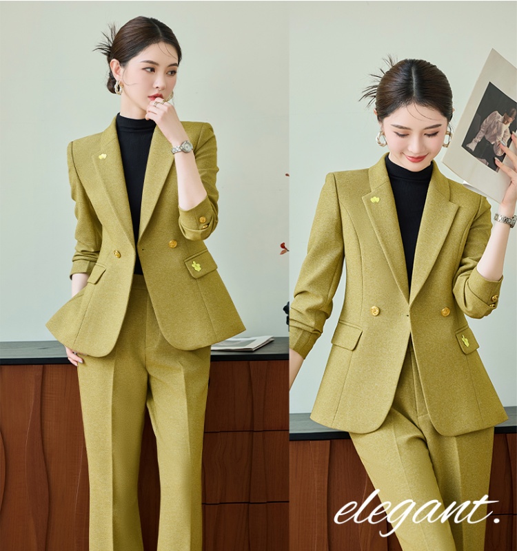 Profession a buckle suit pants commuting coat 2pcs set