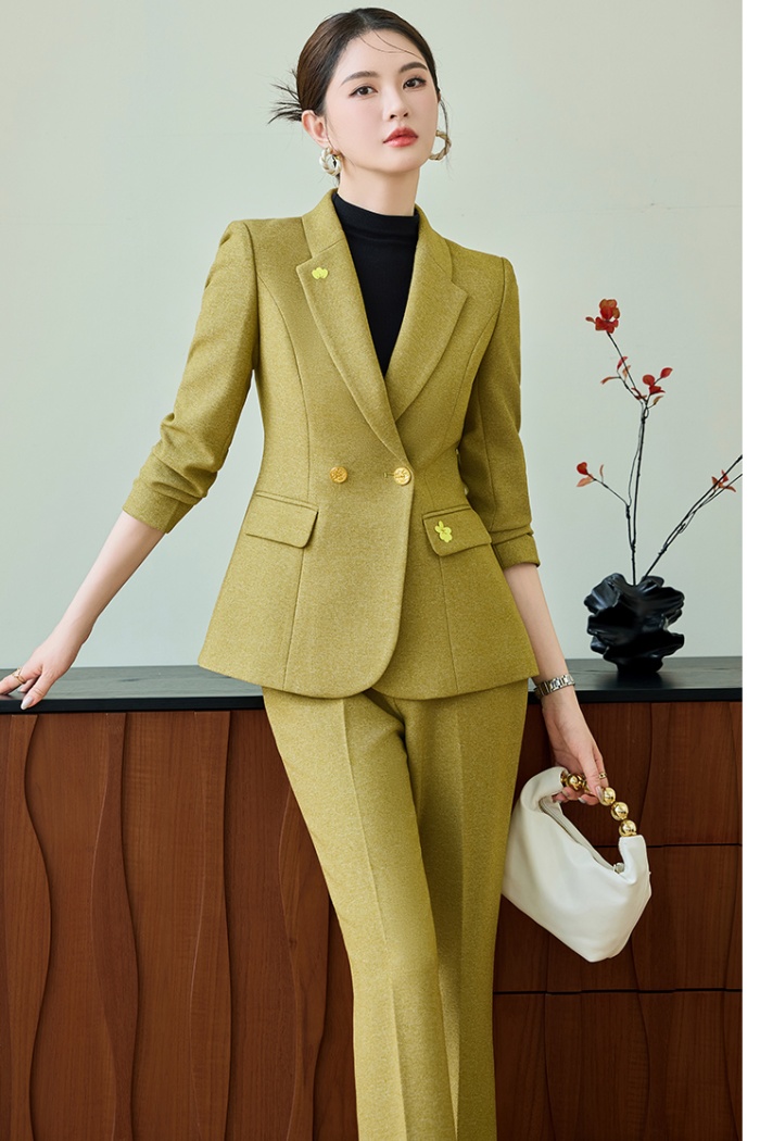 Profession a buckle suit pants commuting coat 2pcs set