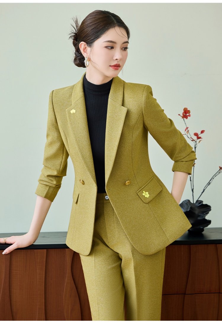 Profession a buckle suit pants commuting coat 2pcs set