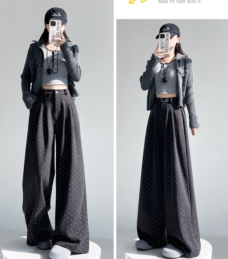 Sweet autumn and winter wide leg pants elastic casual pants