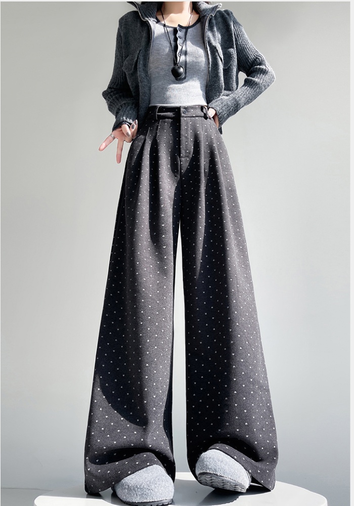 Sweet autumn and winter wide leg pants elastic casual pants