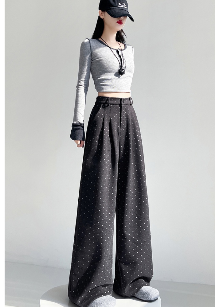 Sweet autumn and winter wide leg pants elastic casual pants