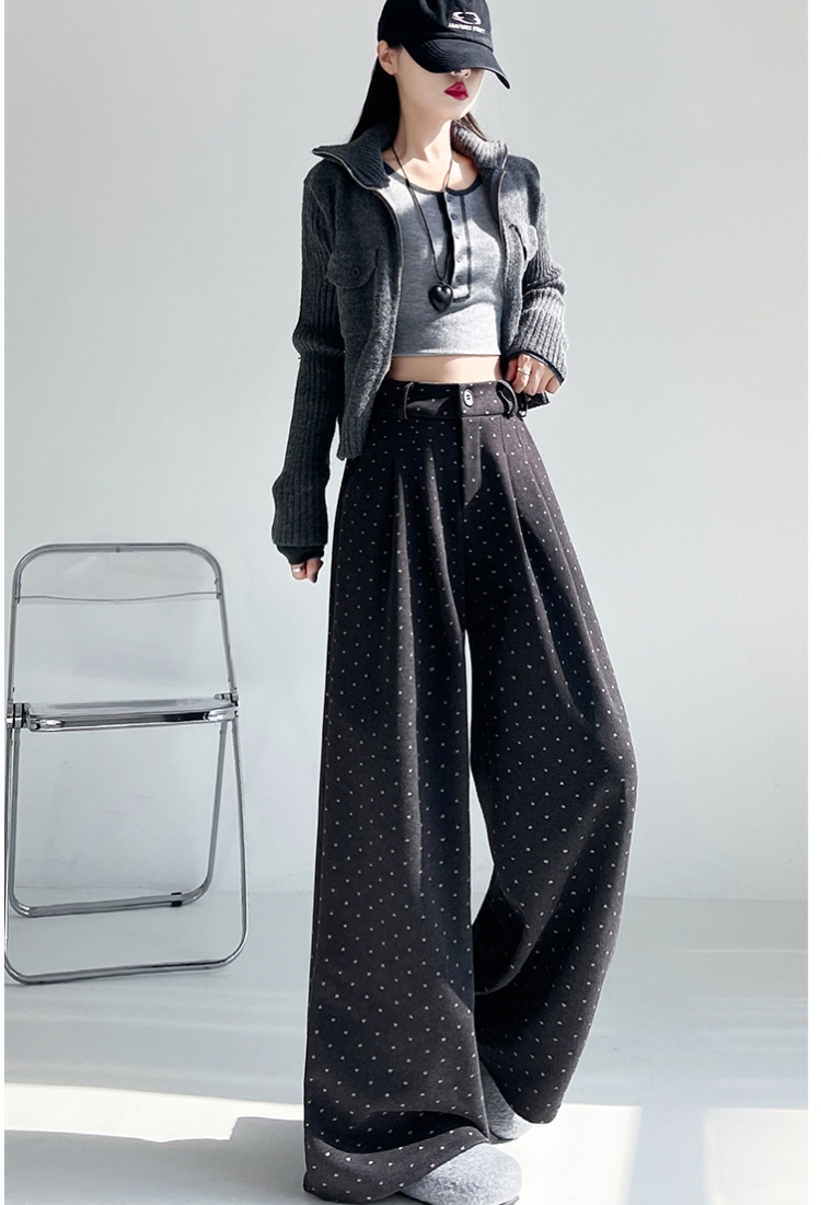 Sweet autumn and winter wide leg pants elastic casual pants