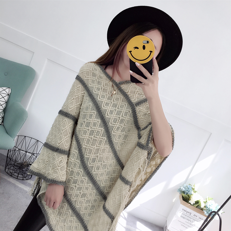 Long tassels coat all-match shawl for women