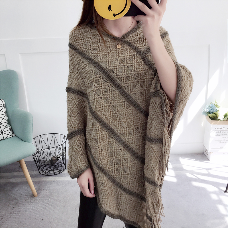Long tassels coat all-match shawl for women