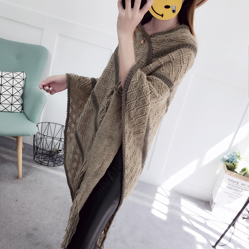 Long tassels coat all-match shawl for women