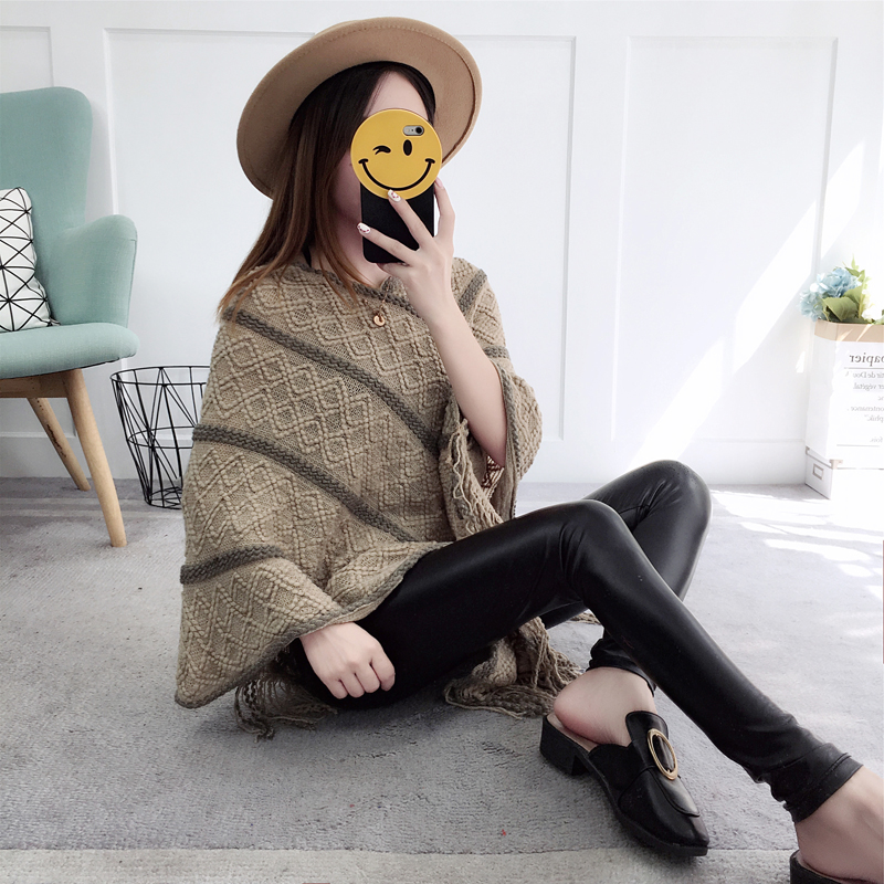 Long tassels coat all-match shawl for women