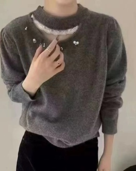 Lace light luxury loose sweater beading winter doll shirt