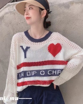 Mixed colors autumn sweater heart splice cardigan for women