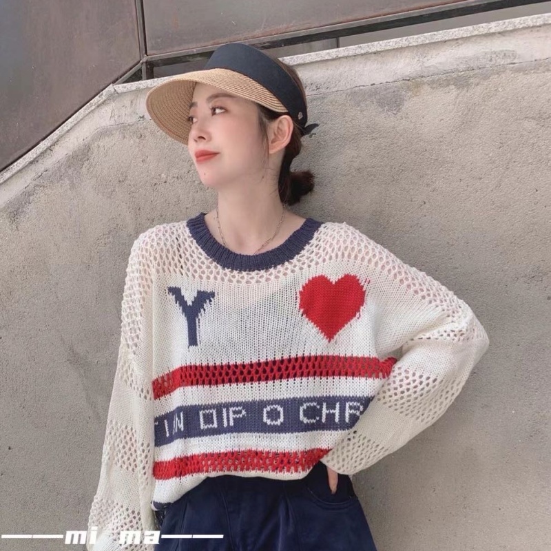 Mixed colors autumn sweater heart splice cardigan for women