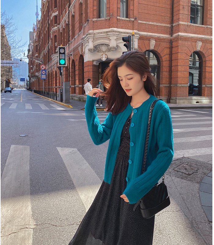 Korean style loose retro tops pit stripe long cardigan
