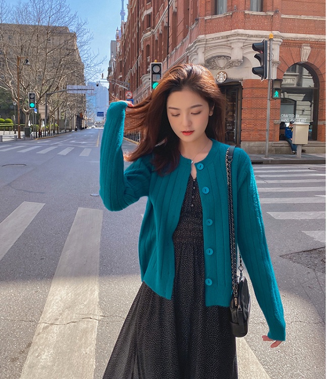 Korean style loose retro tops pit stripe long cardigan