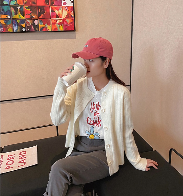 Korean style loose retro tops pit stripe long cardigan