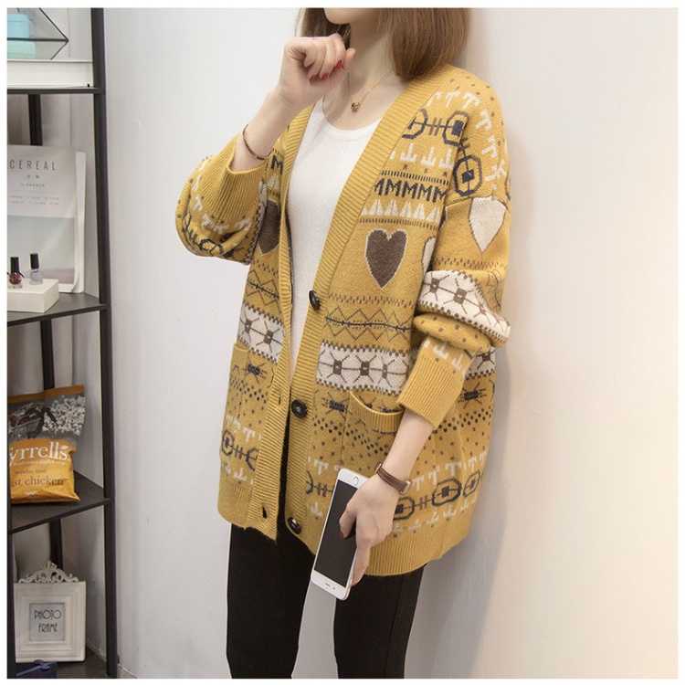 V-neck autumn and winter sweater knitted loose tops