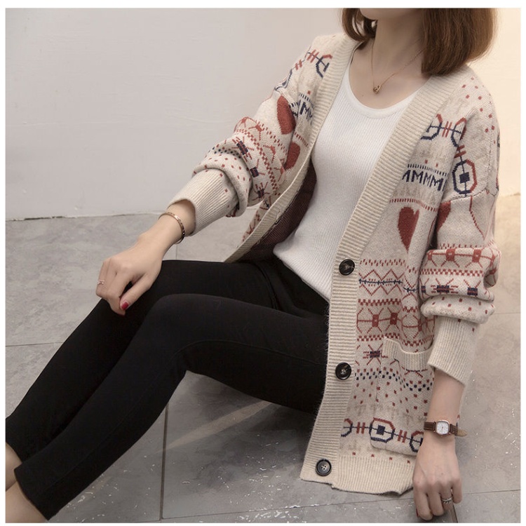 V-neck autumn and winter sweater knitted loose tops