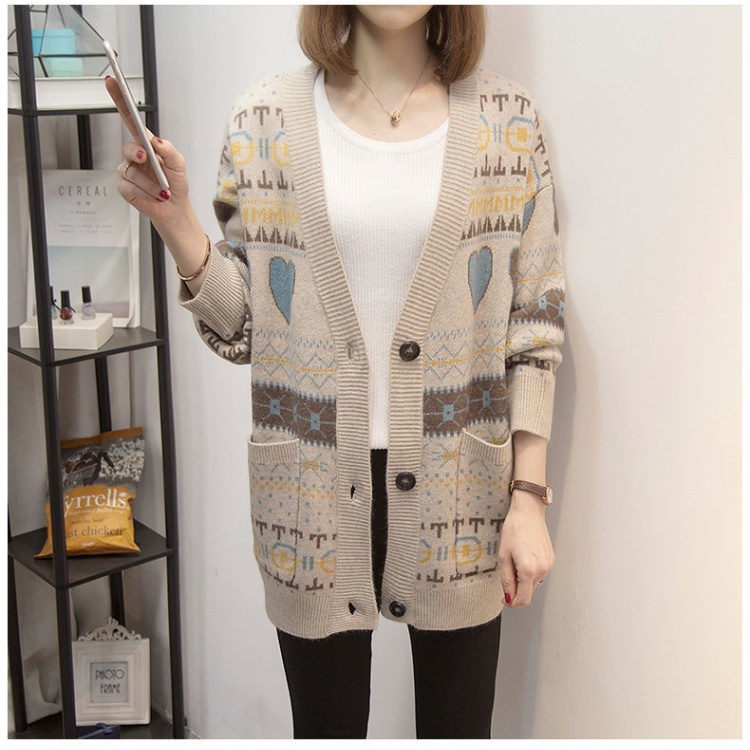V-neck autumn and winter sweater knitted loose tops