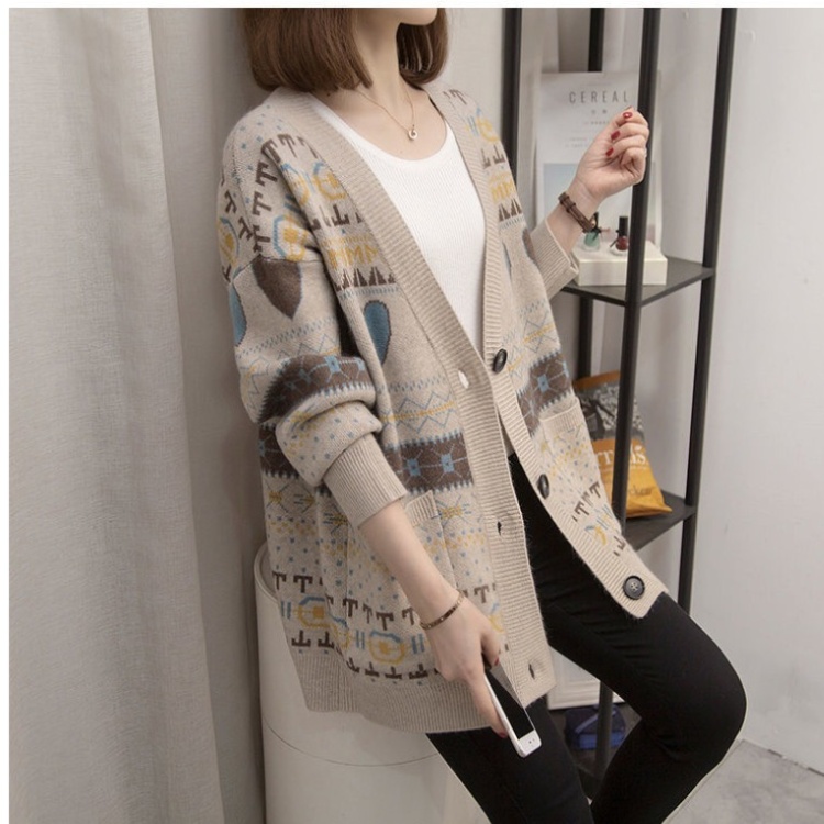 V-neck autumn and winter sweater knitted loose tops