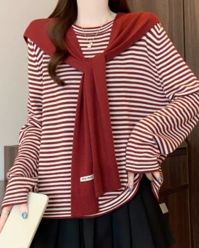 Autumn temperament tops long sleeve round neck sweater