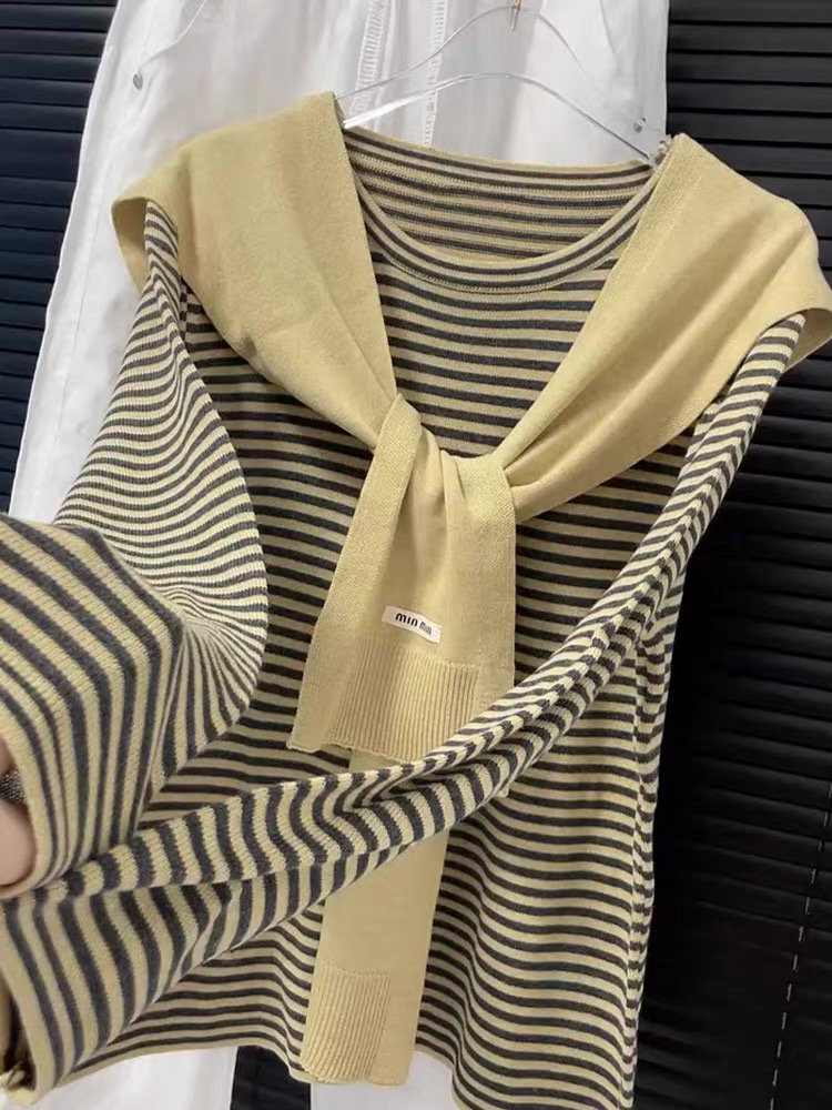 Autumn temperament tops long sleeve round neck sweater