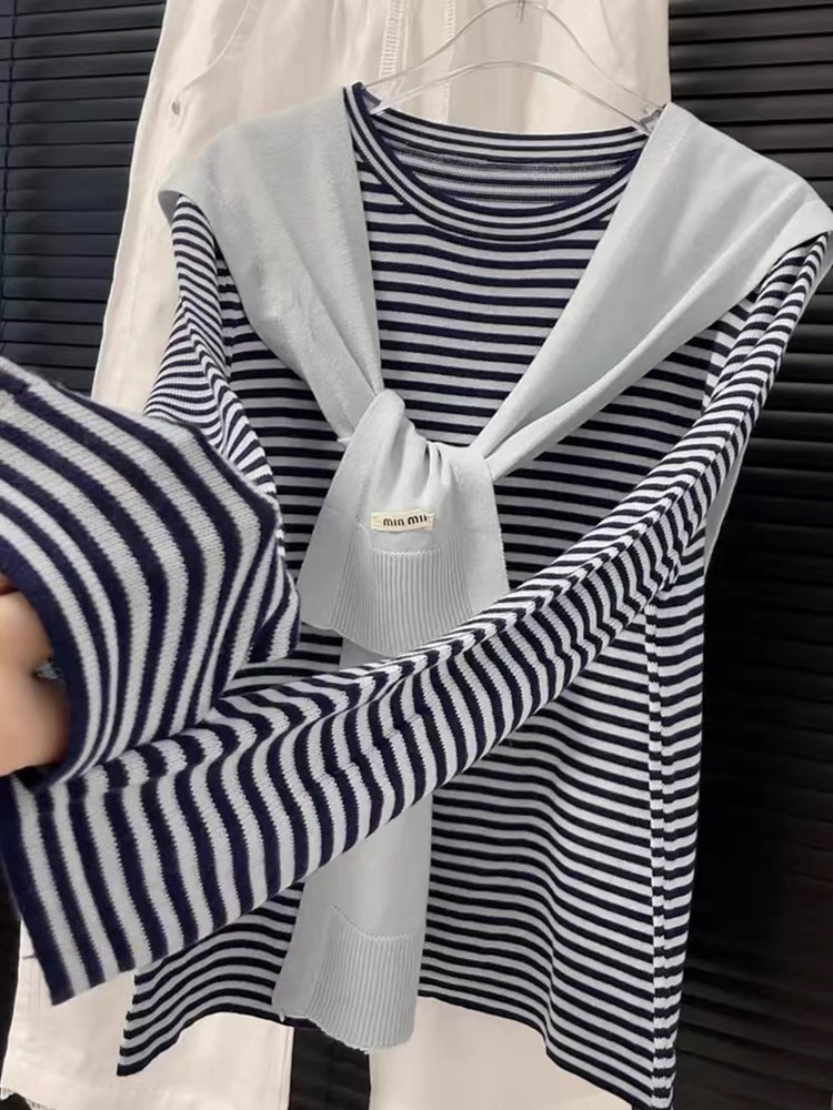 Autumn temperament tops long sleeve round neck sweater