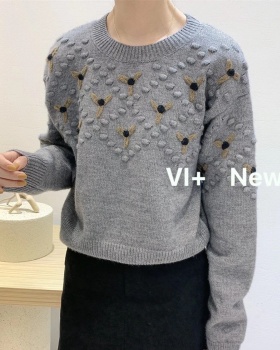 Embroidery crochet pullover France style sweater for women