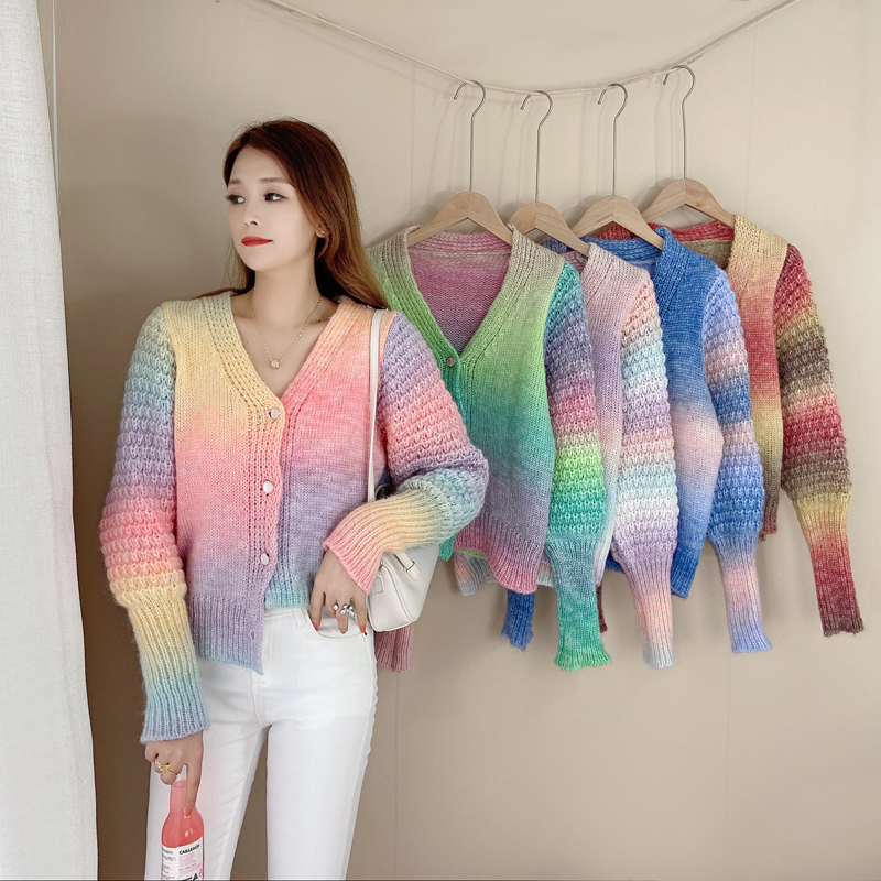 Autumn gradient coat twist Japanese style sweater for women