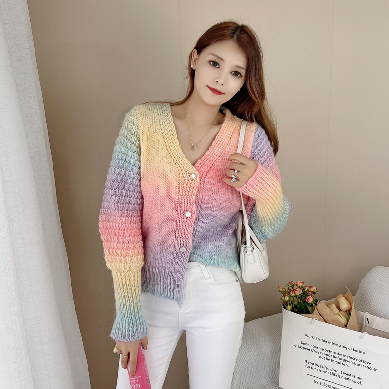 Autumn gradient coat twist Japanese style sweater for women